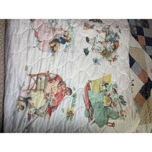 Vintage Norman Rockwell Quilt Blanket Throw Americana‎ Art Decor USA Made